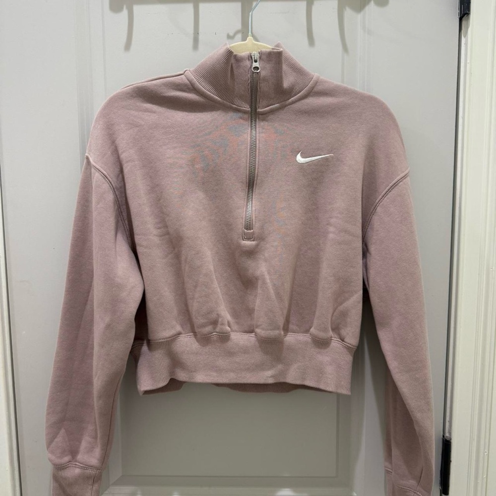 Nike Mauve Cropped Half-Zip Sweatshirt